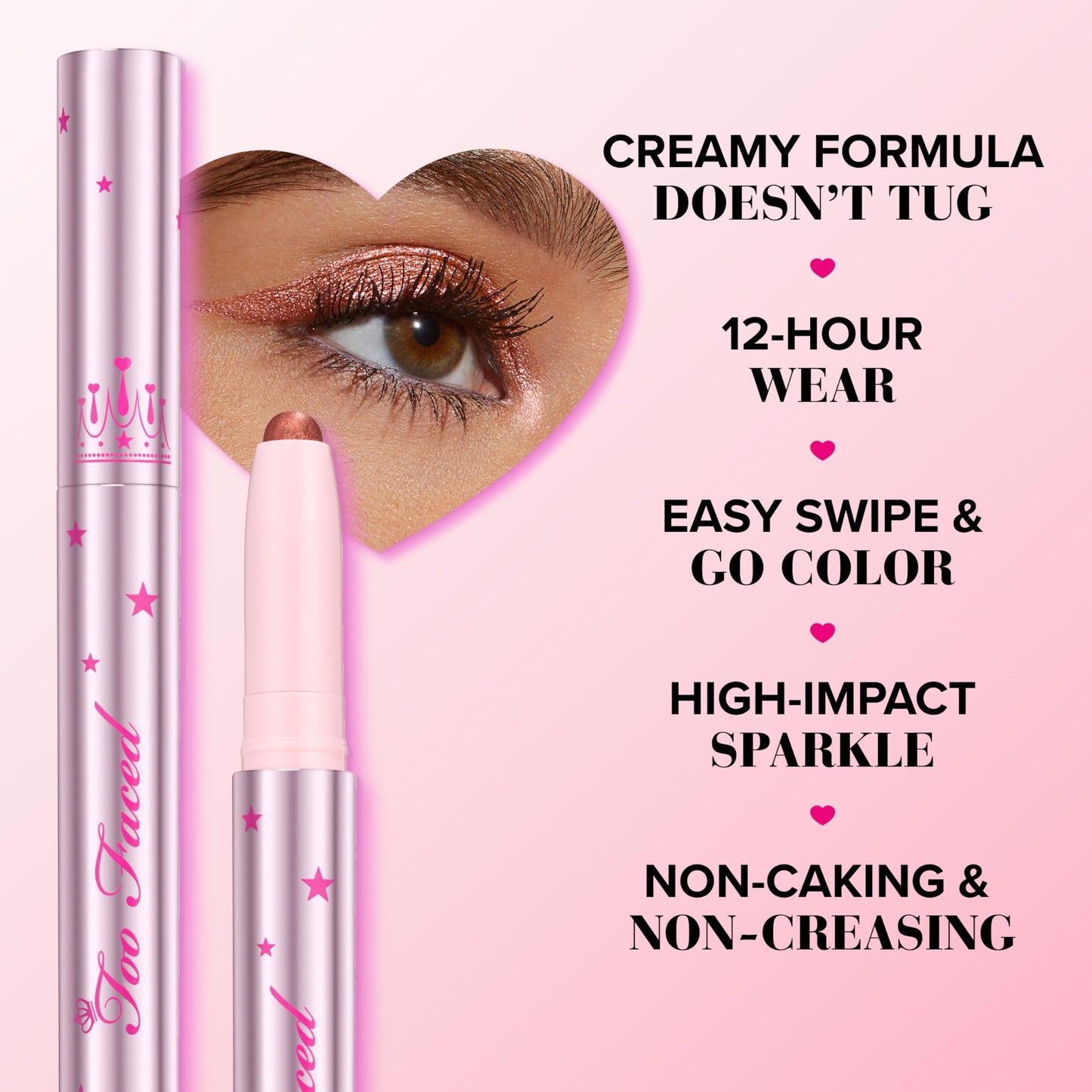 Too Faced Quickie Queen Eye Shadow Sticks | Creamy, Long Wearing + Non-Creasing, High-Impact Sparkle, Twinkle
