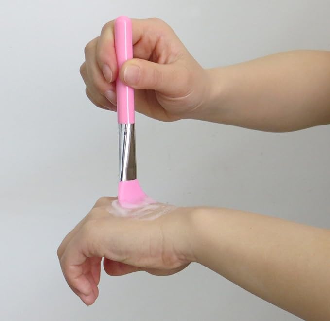 LORMAY 7 Pcs Silicone Brush Applicator Kit for UV Resin Epoxy Art Crafting and Cream Makeup Products (Pink)