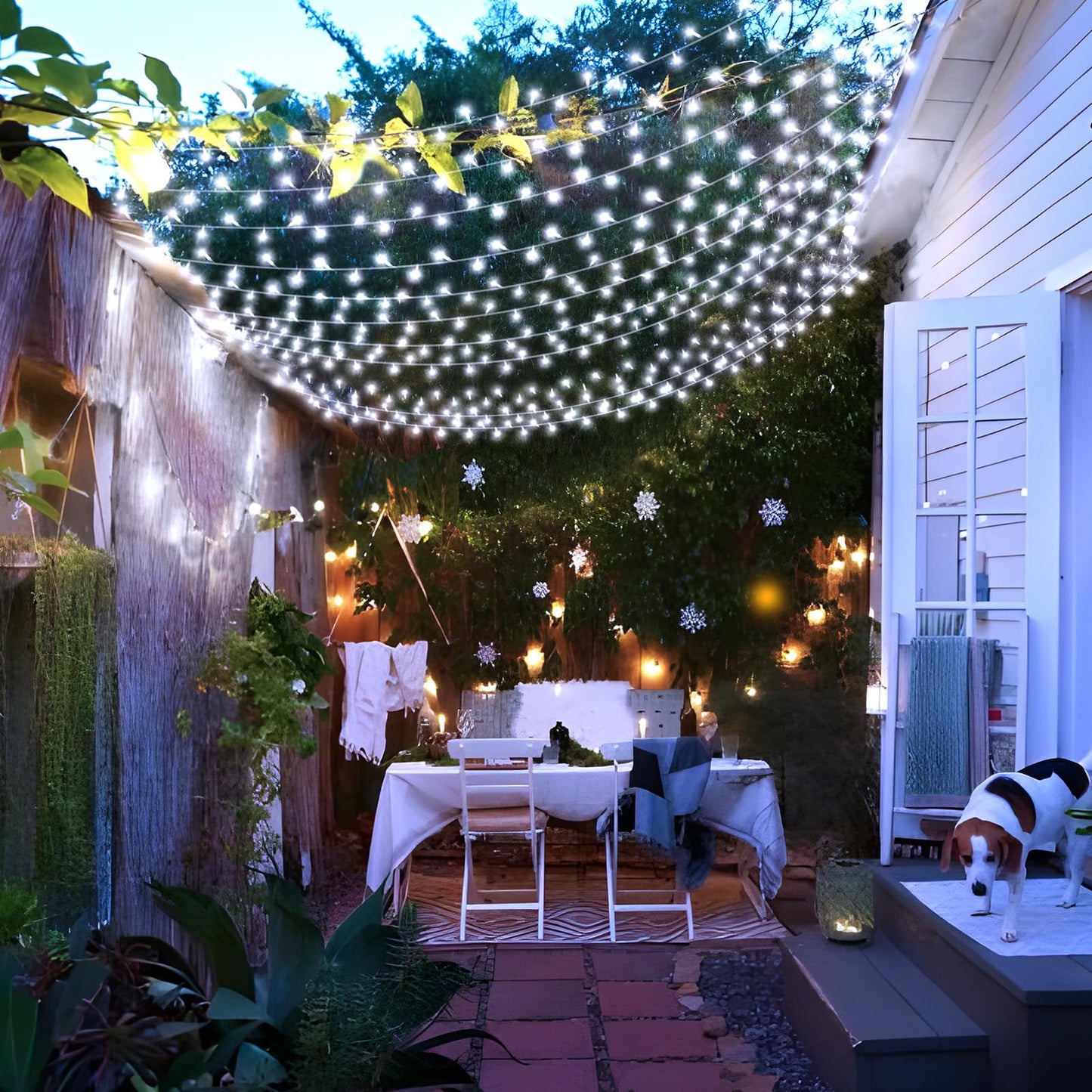 KNONEW 403ft 1000 LED String Lights Outdoor Christmas Lights 8 Modes & Timer Fairy Light Plug in Waterproof LED String Lights for Xmas Yard Tree Wedding Party Holiday Decorations (Cool White)