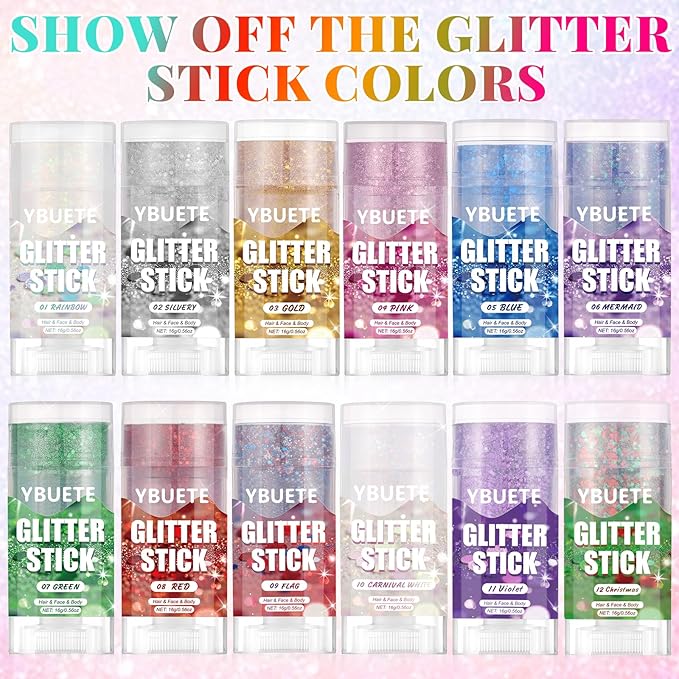 Violet Face and Body Glitter Stick for Sparkling Makeup, Hair Glitter Accessories for Women, Highlighting Stick for Fairy Dust Makeup, Cheerful Face Glitter for Festive Parties and Carnivals