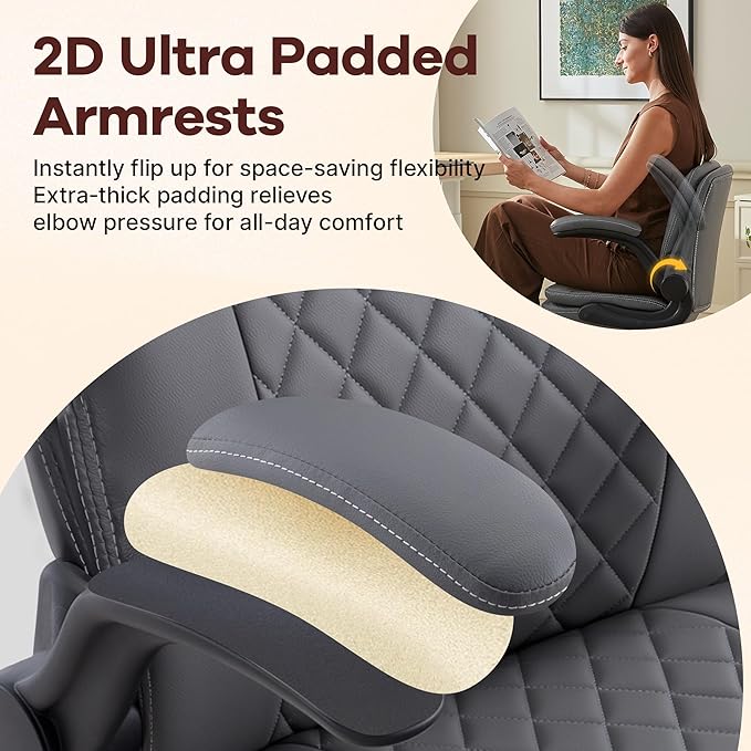 AreShark Cross Legged Office Chair: ADHD Criss Cross Desk Chair with Wheels & Stretchable Rotating Footrest - Height Adjustable Wide Yoga Kneeling Meditation Chair with Flip-up Armrests Back Support