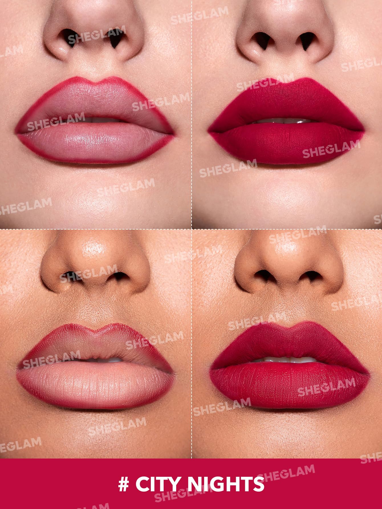 SHEGLAM Lip Liner Creamy Matte Pencil High Pigment Not Easy to Fade Silky Smooth Matte Contour Tint Lip Makeup-City Nights