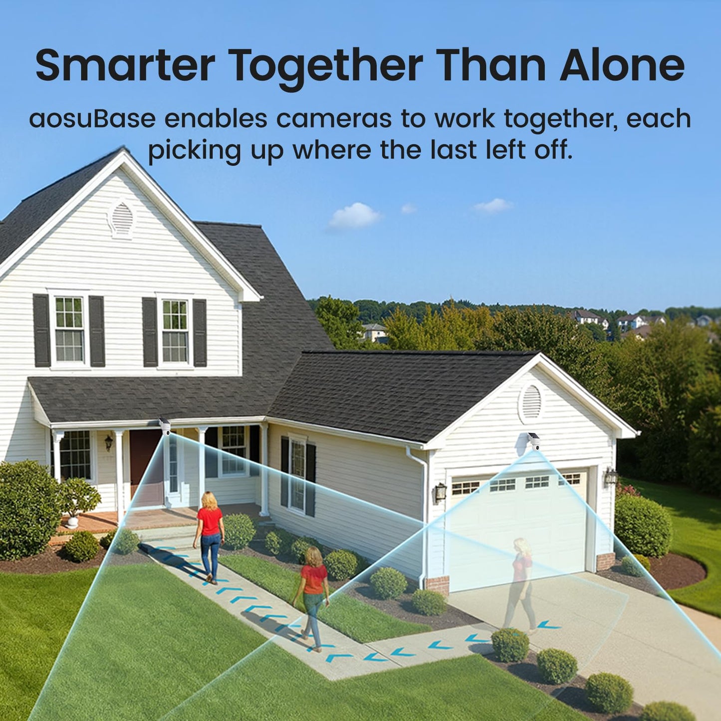 aosu SolarCam D1 Max 4-Cam Kit, 4K Solar Security Cameras Outdoor Wireless, 360° Pan & Tilt Coverage, Auto Tracking, Color Night Vision, No Subscription Required, Local Storage up to 1TB