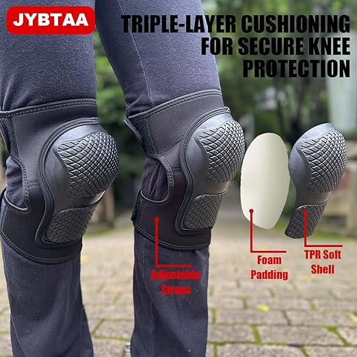 Men & Women Work Knee Pads for Gardening Hunting Flooring, Safety Knee Protector with Soft Shell Foam Cushion for Mechanic, Roofing, Construction, Kneepads for Tile, Concrete Floor for Christmas, Black XL (1 Pair)