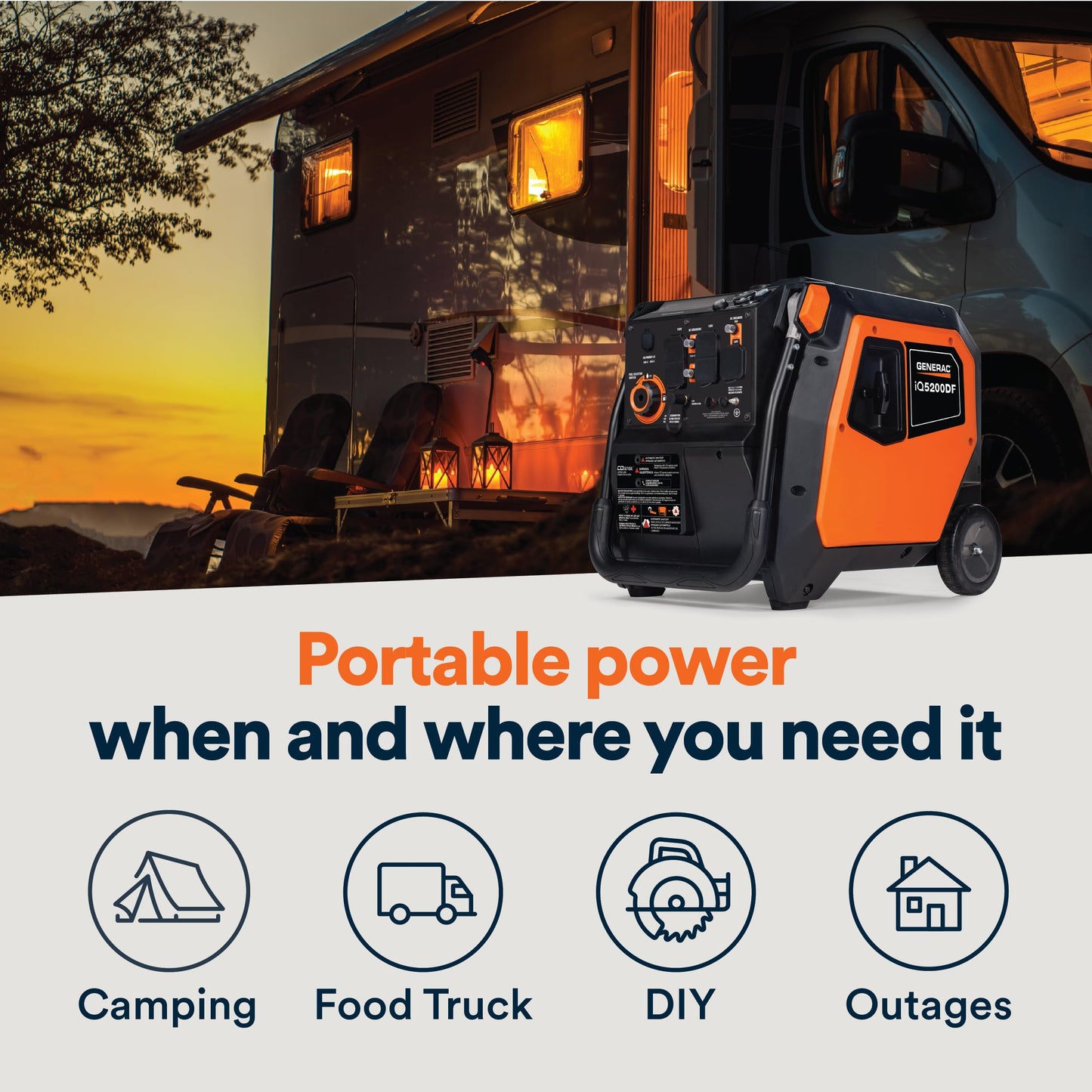 Generac 5,200-Watt Dual-Fuel Portable Inverter Generator - Gas And Propane Compatible - Quiet Operation - Produces Clean, Stable