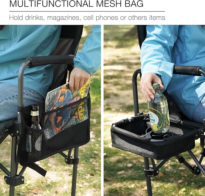 Stonehomy Tall Folding Directors Chairs & Adjustable Height Folding Table Set,Portable Outdoor Bar Table & Foldable Director Chairs with Makeup Pocket for Backyard,Beach,Travel with Storage Bag