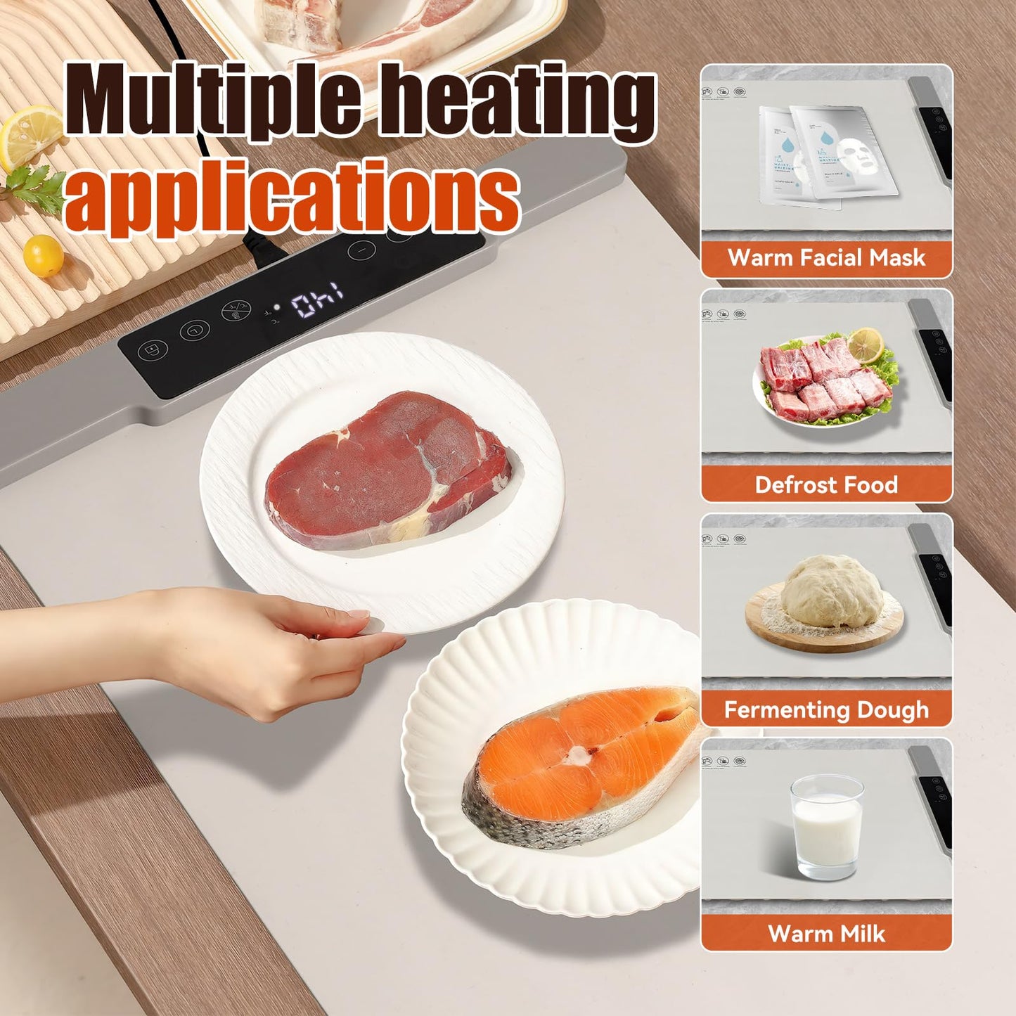 Warming Mat for Food Extra Large 35.4”x13.4” 7 Temperature Settings Silicone Food Warming Mat Roll up Food Warmer with Full Surface Heating Warming Pad Electric Warming Tray for Buffets Party Home