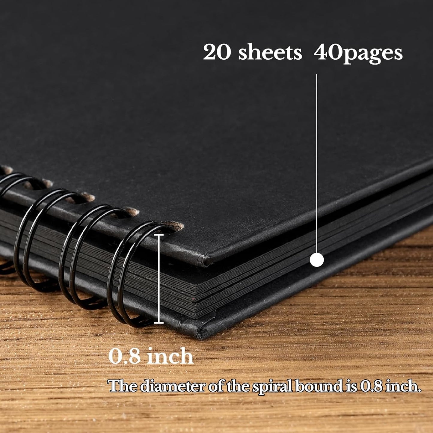 potricher 7 x 7 Inch DIY Scrapbook Album 40 Pages Hardcover Kraft Paper Scrap Book Photo Albums Memory Book for Wedding and Anniversary Family (Black, 7 Inch)