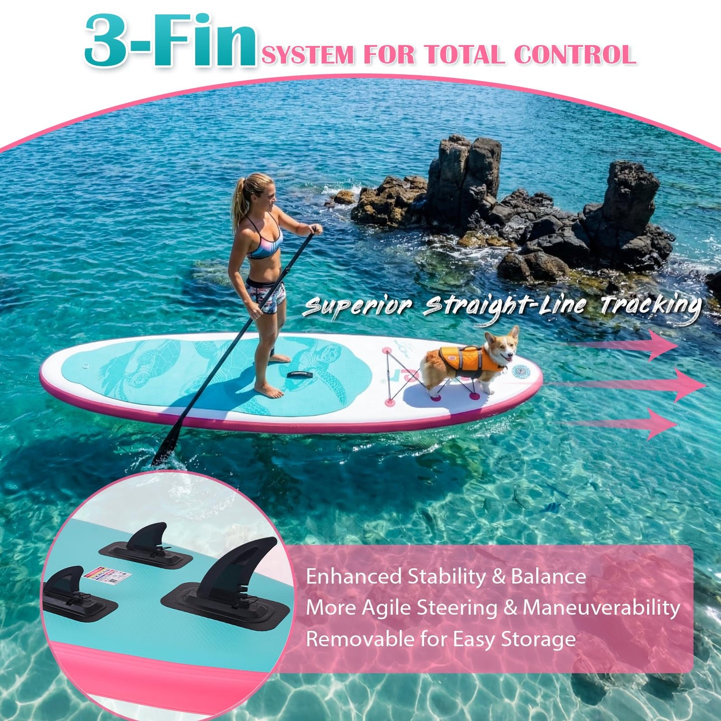 FunWater Inflatable Stand Up Paddle Board 10'6"/11"/11'6" Paddle Board for Adults & Youth, Paddleboards Inflatable with Premium SUP Accessories, Wide Stable, Non-Slip Comfort Deck (White & Light Blue)