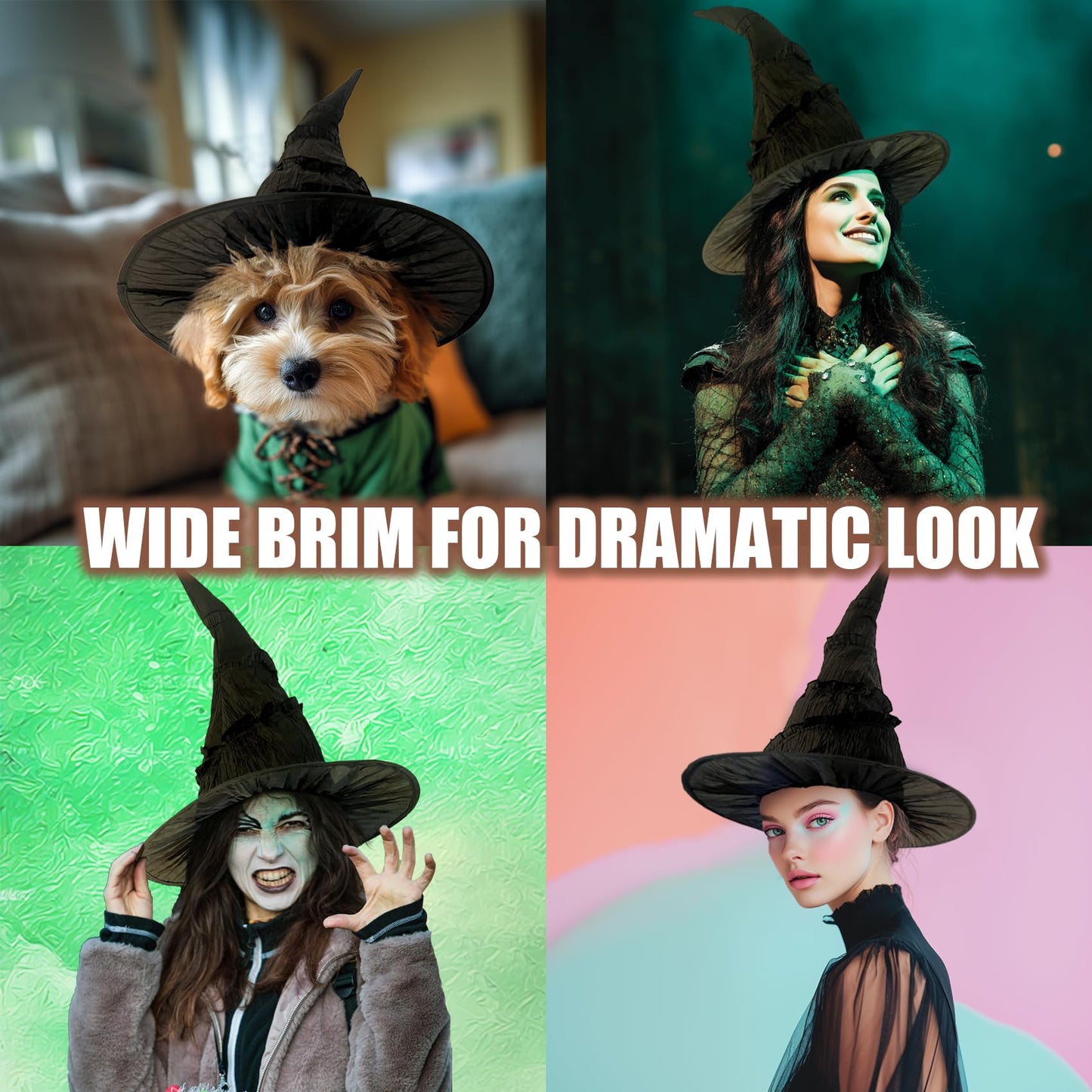 JYOUMI Halloween Black Witch Hat Black Witches Hat for Women Halloween Costumes Accessories Masquerade Cosplay Costumes