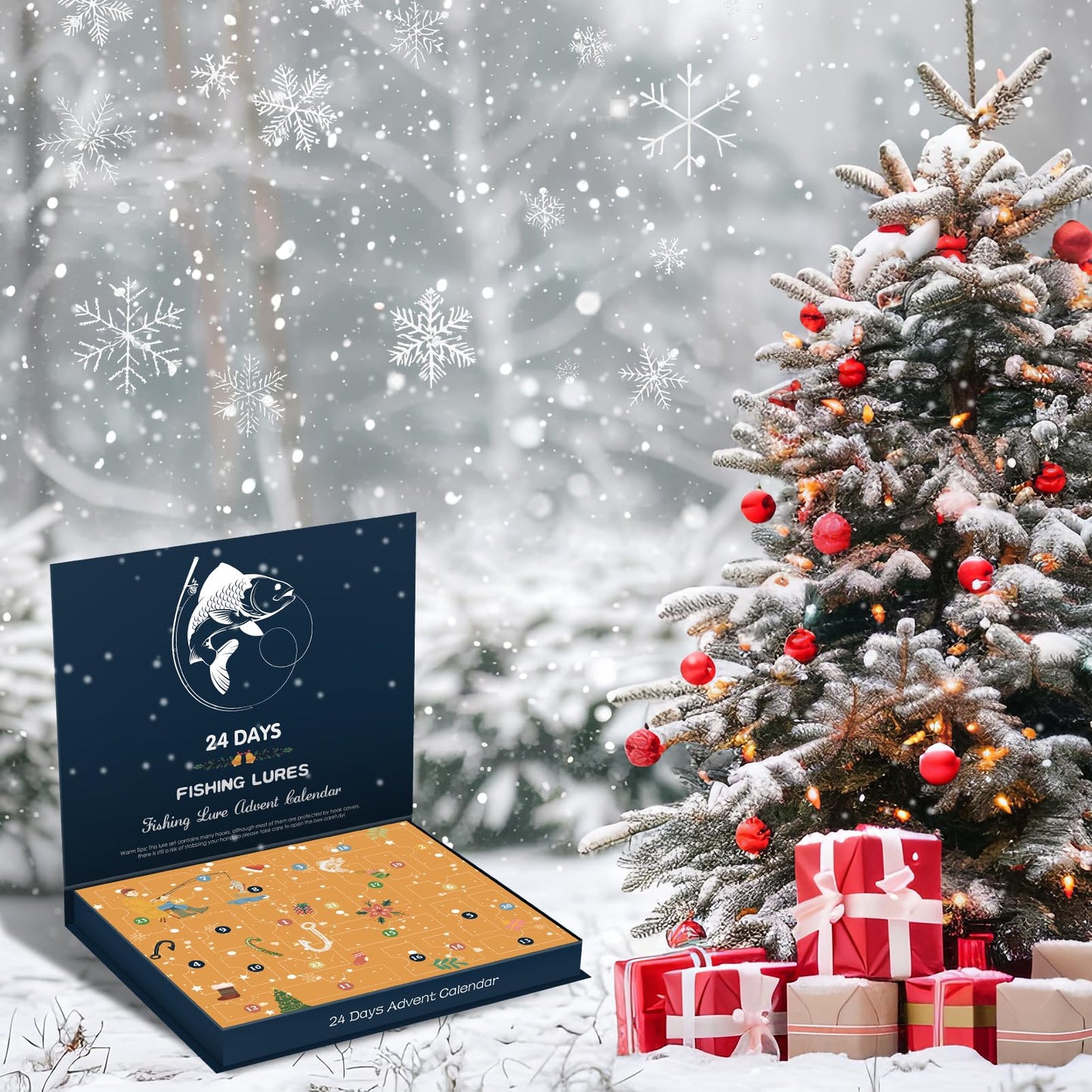 WITOROR Advent Calendar 2025 Fishing Christmas Countdown, 24 Days Fishing Lures Set, Fishing Advent Calender for Fisher Adult Men Teen Boys 2025 Christmas Gifts