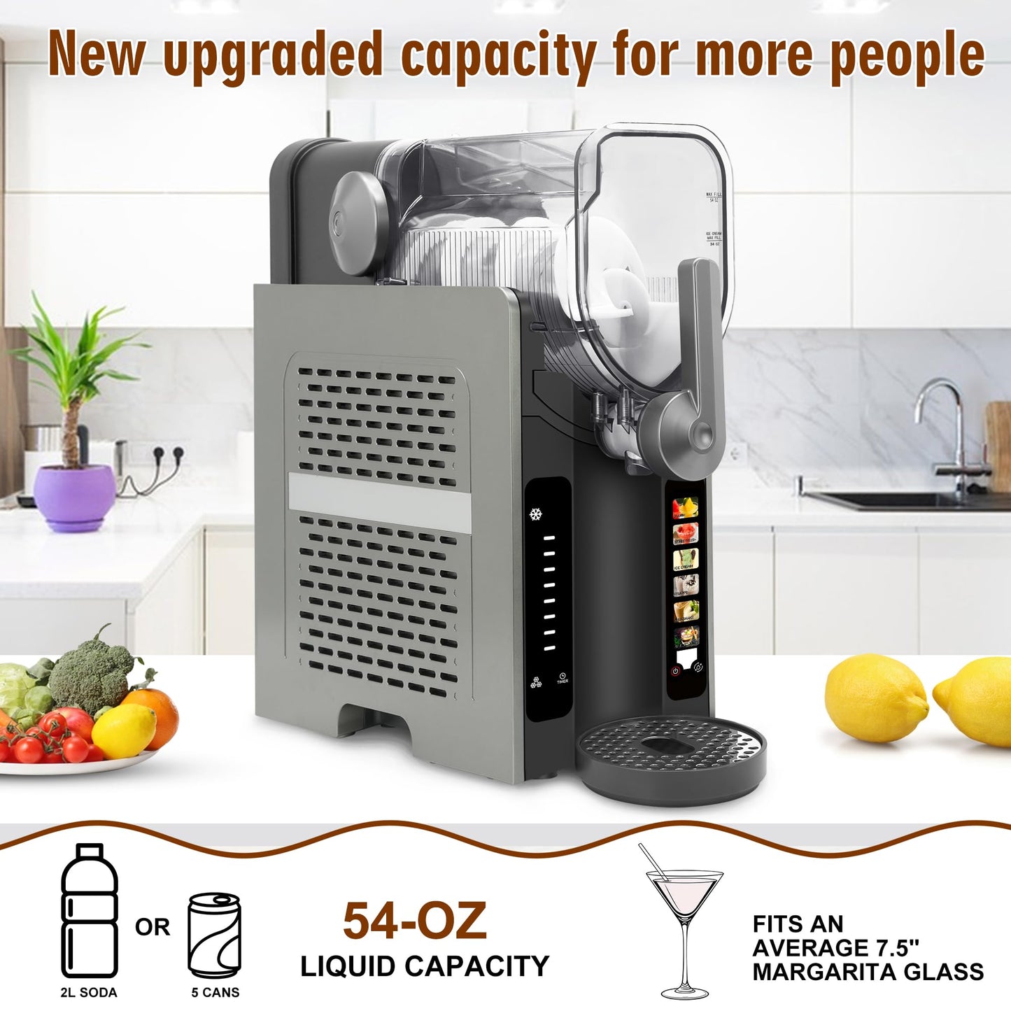 KELTEROOM Slushie Machine for Home with LED Display - One-Touch Reservation & 6 Pre-set Programs,No Ice Needed Slushy Machine 88oz Frozen Drink Machine for Frozen Margaritas,Frappés& Ice Cream Slushie