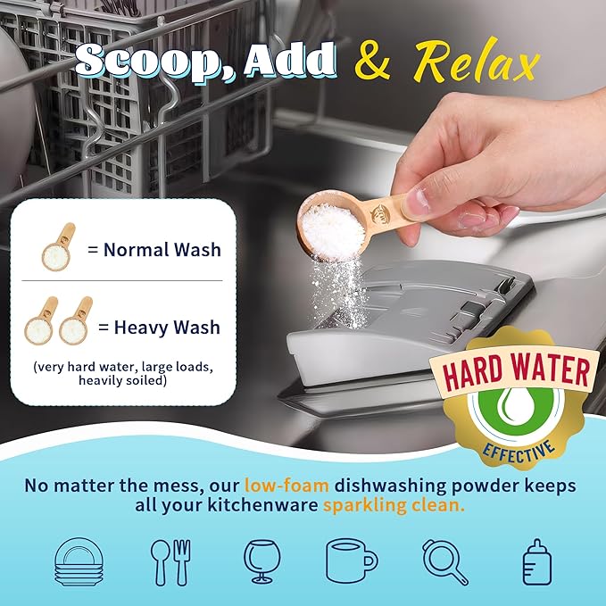 Dishwasher Detergent + Booster - 90 Loads, Plastic Free & Natural Cleaner Concentrated Dish Soap with Enzymes - Cuts Grease & Grime, No Residue - Dishwasher Pods Alternative, Truly Fragrance-Free