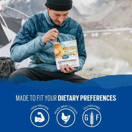 Backpacker's Pantry White Bean, Chicken, and Green Chile Stew | Freeze Dried Backpacking & Camping Food, 6 Count