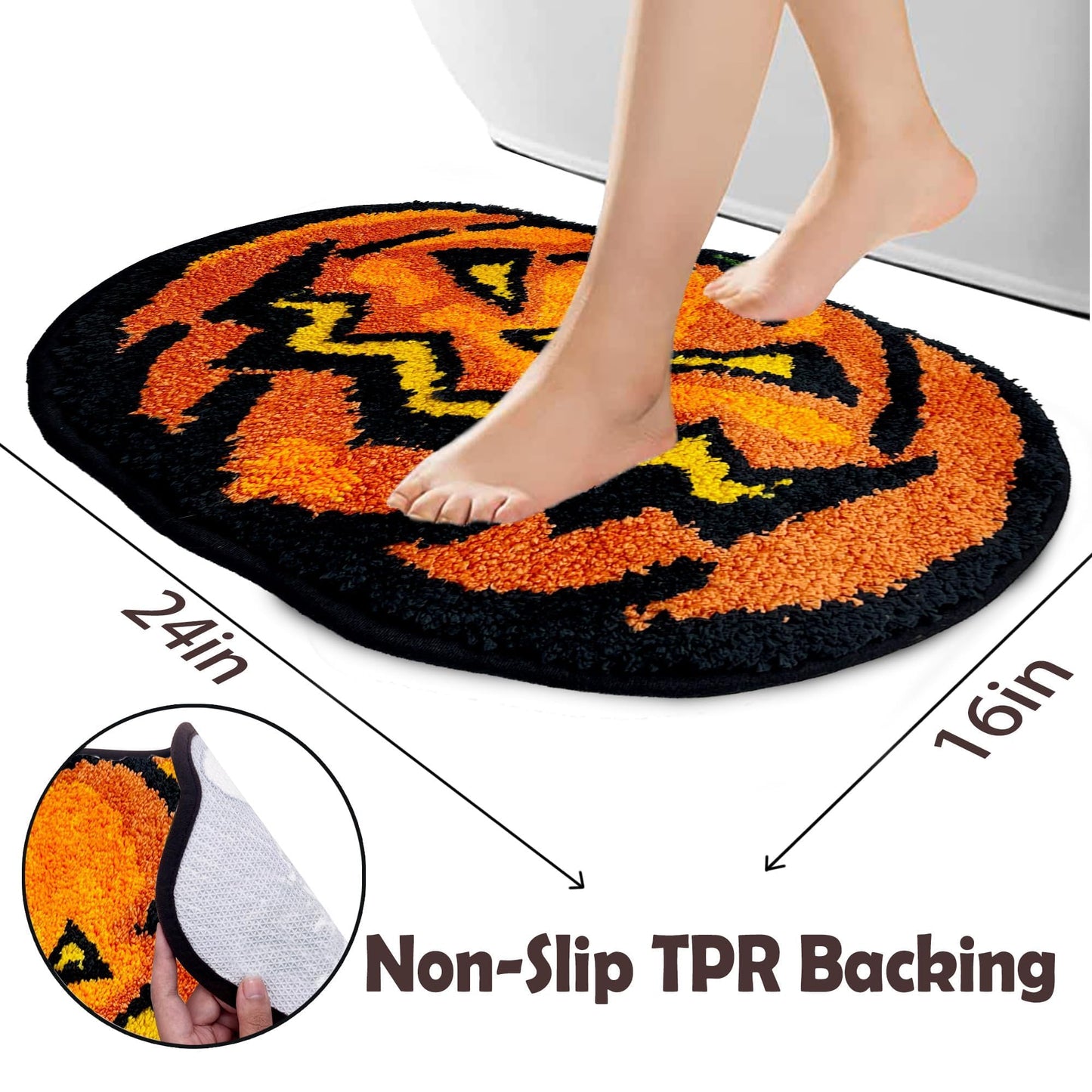 Hexagram Halloween Bathroom Rugs, Farmhouse Halloween Rugs for Bathroom Decorations for The Home, Pumpkin Bath Mats, Holiday Cute Pumpkin Decor Non-Slip 16x24 Inches