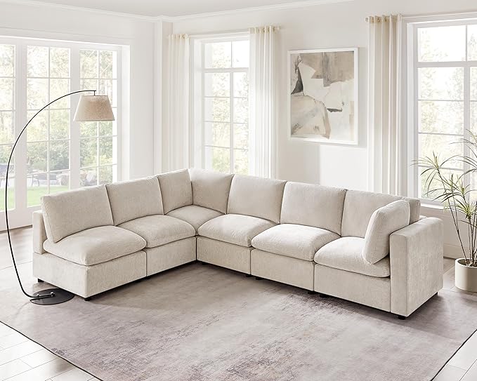VANOMi Modular Sectional Sofa, Convertible Sofa Couch Modular Sofa with Ottoman, Sectional Sofas for Living Room Small Apartments