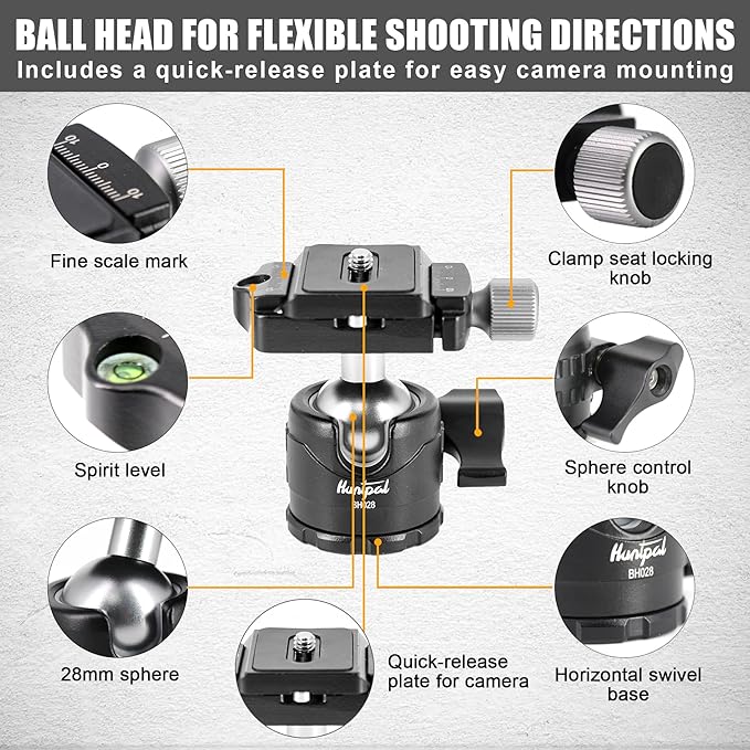 HUNTPAL Shooting Tripod Hunting Shooting Stick Gun Rifle Rest with Saddle Clamp and 360° Rotate Ball Head, Height Adjustable 19"-65" Rifle/Crossbow Stick Tripod