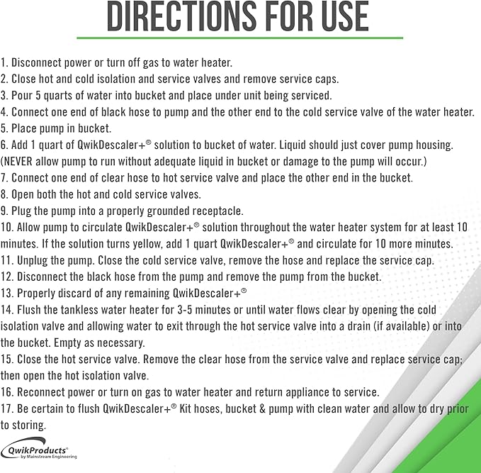 QwikDescaler + Concentrated Descaler Solution, Tankless Water Heater Descaling Solvent for Heat Exchanger, Quickly Dissolves Scale, Lime, Tarnish and Deposits, 1 Quart