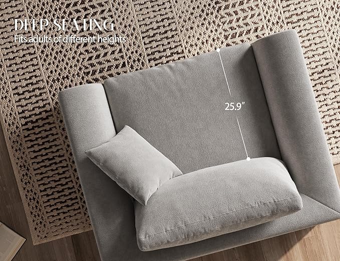 ohllob 48.6" Single Sofa, Small Boneless Couches for Living Room, Cloud Couch for Bedroom, Office, Light Grey