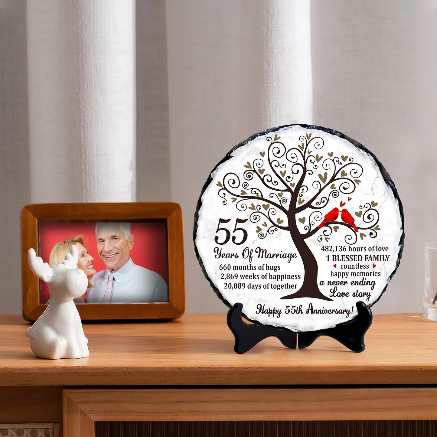 Bozspacer Emerald Couple Slate Plate- 55th Anniversary Wedding Gifts for Parents Couple - 55th Wedding Anniversary Unique Gift Ideas - 55 Years of Marriage Decoration, Keepsake, Plaque