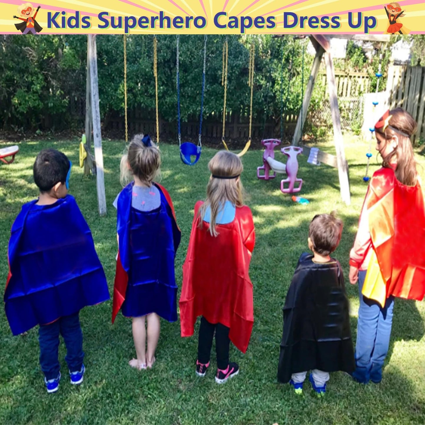 Dajiahao Superhero Kids Capes and Masks - Halloween Costume Cape Party Dress Up Toys Capes 4-10 Year for boys birthday party Gifts(Purple)
