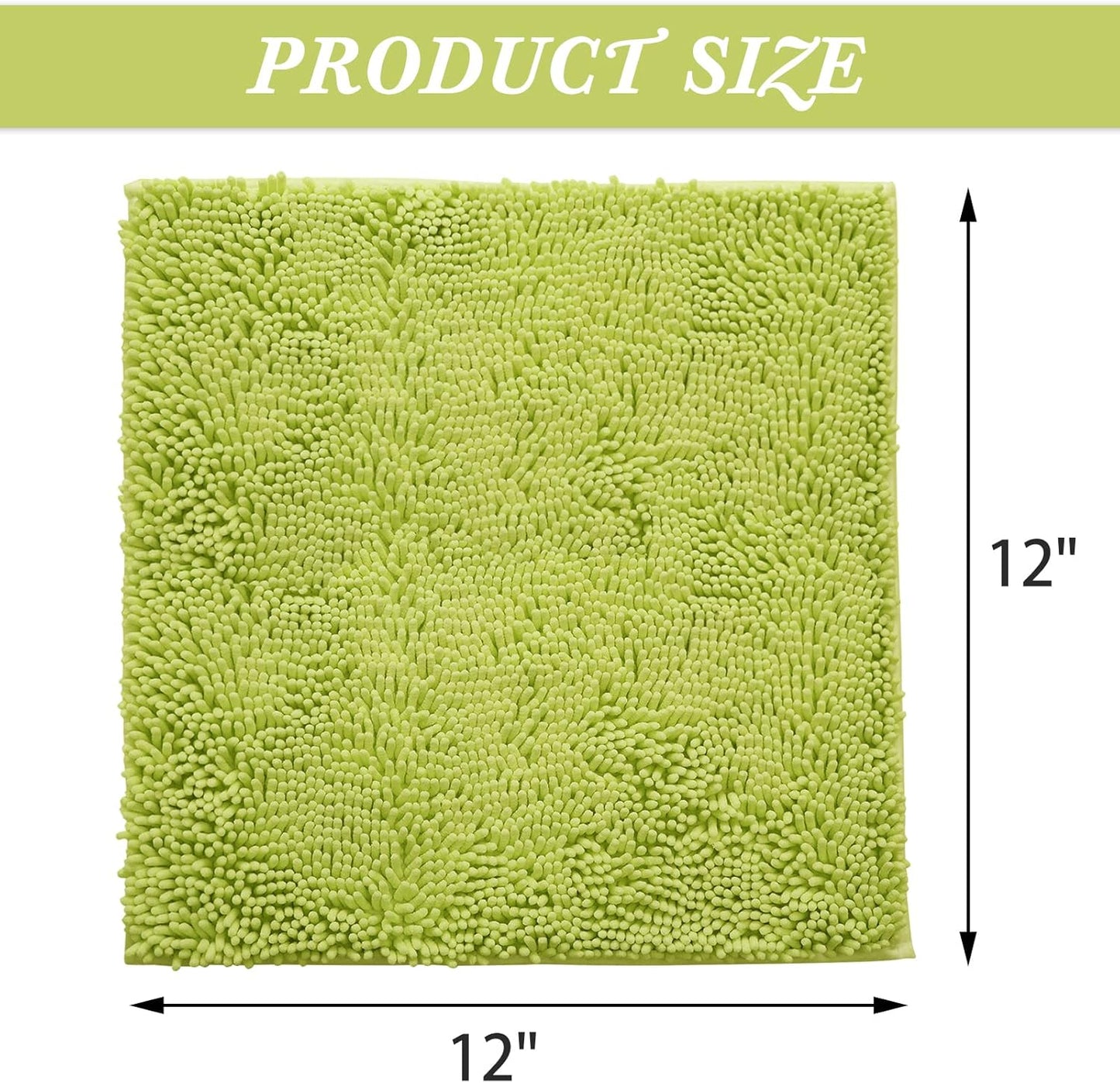 Non-Slip Bath Rug,Extra Soft Microfiber Bedroom Shag Carpet with Anti-Slip Backing,Water/Dust Absorbent Fast Dry Shower Mat,Sound Insulated Stairs Pad,Machine Washable (Lime Green,12 x 12 Inches)