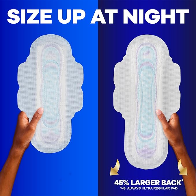 Always Ultra Thin Pads without Wings, Size 1, Regular, 132 Count (3 Packs of 44)