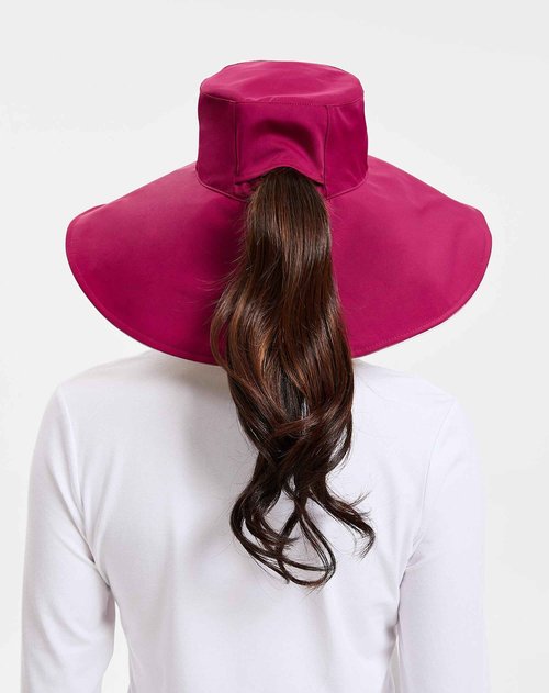 Solbari Ultra Wide Brim Sun Hat UPF50+ Packable UV Sun Protection Hats with Full Coverage Brim, Burgundy/Beige, Small-Medium