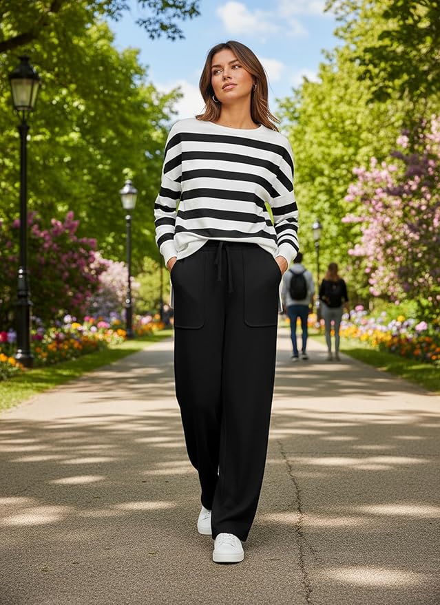 ETCYY NEW Lounge Sets for Women 2 Piece Outfits with Side Split Sweatshirt Tops and Wide Leg Sweatpants