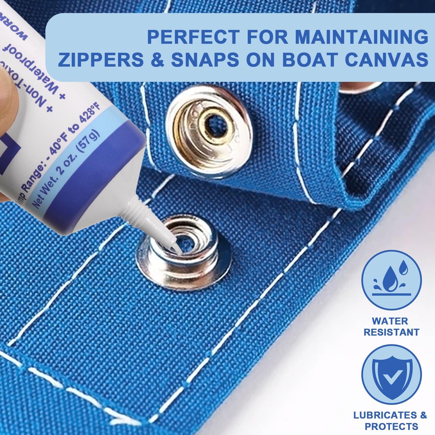 BTAS Zipper Lubricant for Plastic and Metal, Zipper Ease Lube Silicone Grease for Boat Canvas Cooler Bags Clothes Dresses with PTFE Marine Grade 2 Oz