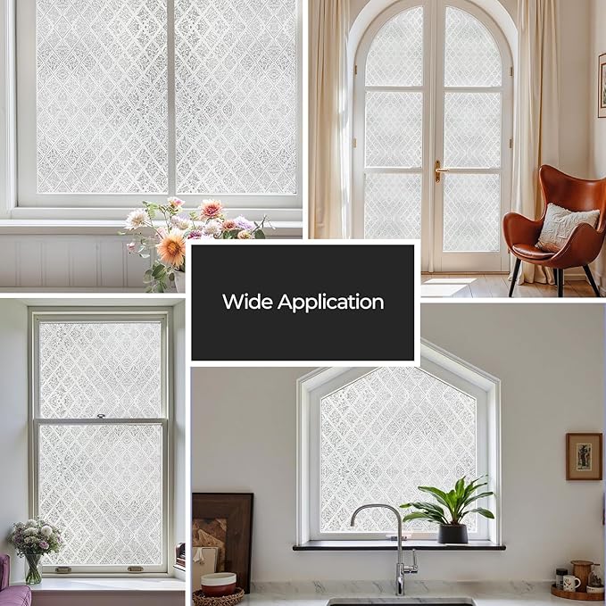 Window Privacy Film, Removable Static Cling, Stained Glass Decorative Window Film, Vinyl Covering for Home Kitchen Living Room, Gleaming Wings, 17.3" x 78.7"