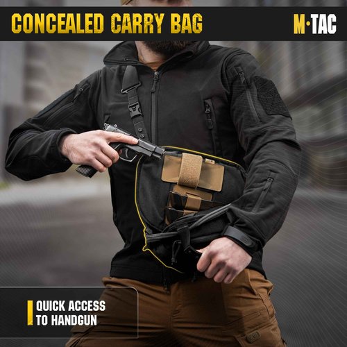 M-Tac Tactical Large Crossbody Bag for Men - Concealed Carry Sling - Multicam Black CCW Chest Bag - Elite Sphaera Shoulder Pack (Hex, Regular)