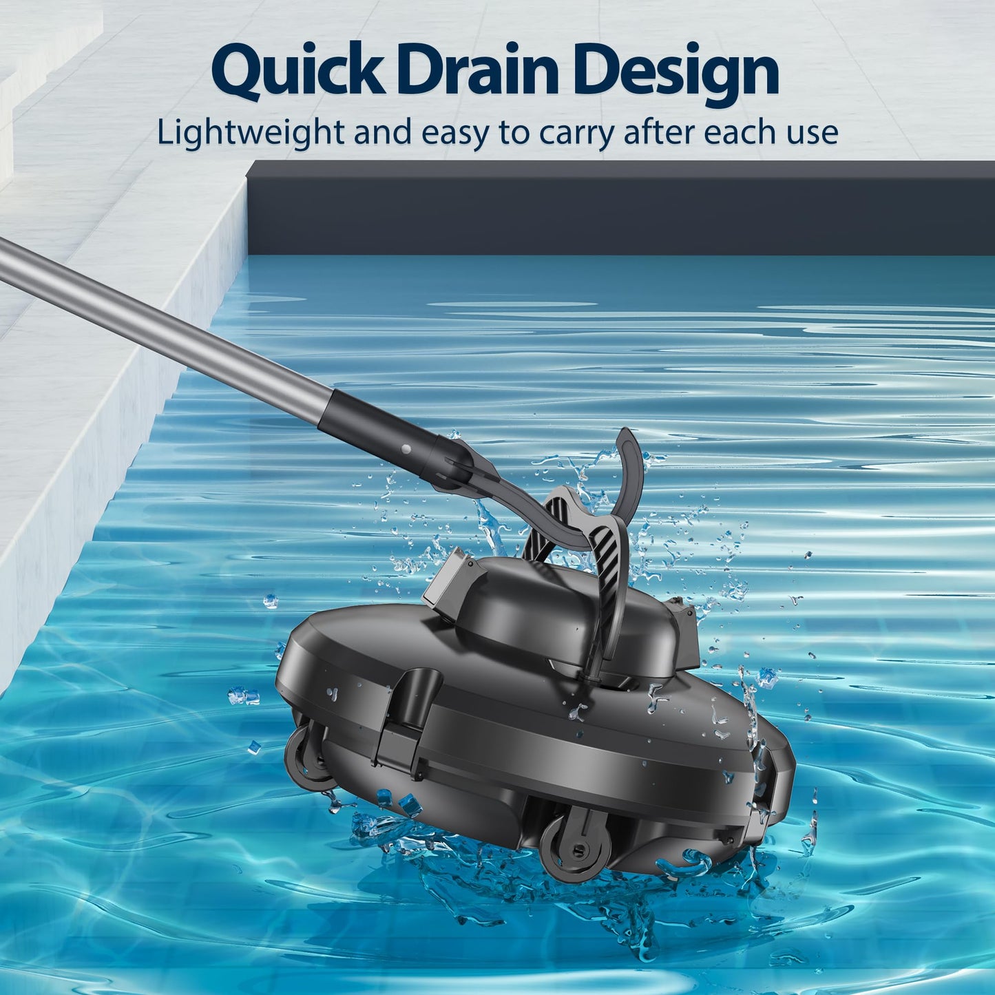 Redroad Cordless Robotic Pool Cleaner, Automatic Pool Vacuum Lasts 150Mins, Powerful Suction, Self-Parking, Maximum Climbing Angle 18 Degrees, Lightweight for Above/Inground Pools Up to 1200 Sq.Ft