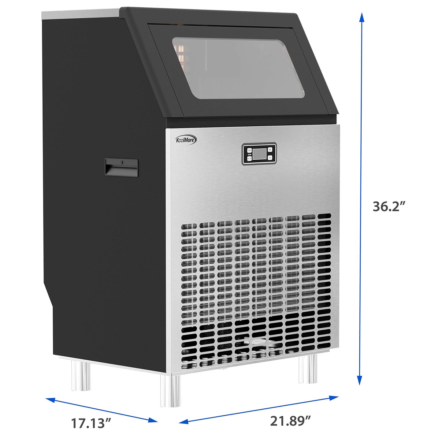KoolMore - CIM266 Undercounter Ice Maker Machine, Commercial and Residential, Produces 265 lbs. of Cubes in 24 Hrs, Energy Efficient for Bar, Cafe, Restaurant or Event Use, Black