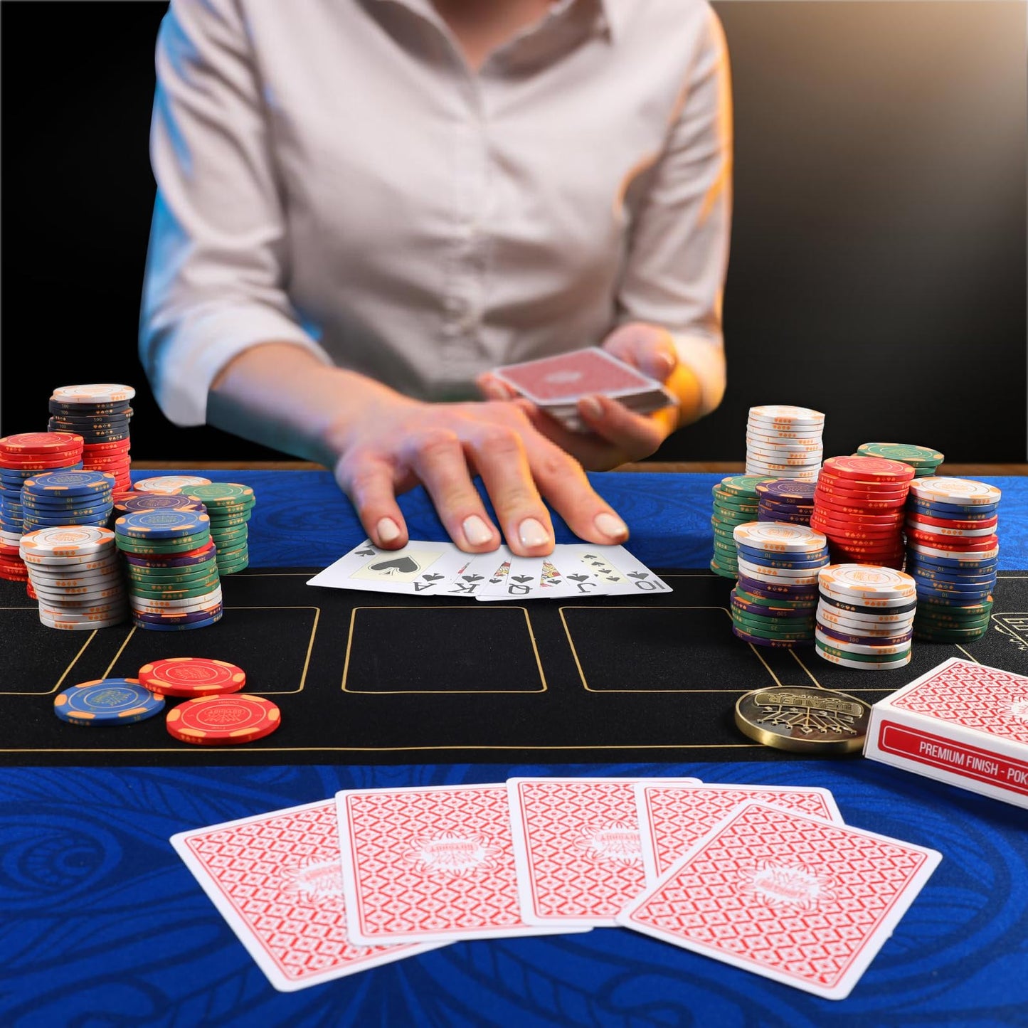 Foldable Casino Quality Poker Mat | Water Resistant Poker Table Cloth, Soft Multi-spandex | Black 70x35 | Waterproof, Durable, Noise-Free Gameplay | Stylish Poker Table Top for Anywhere Gaming