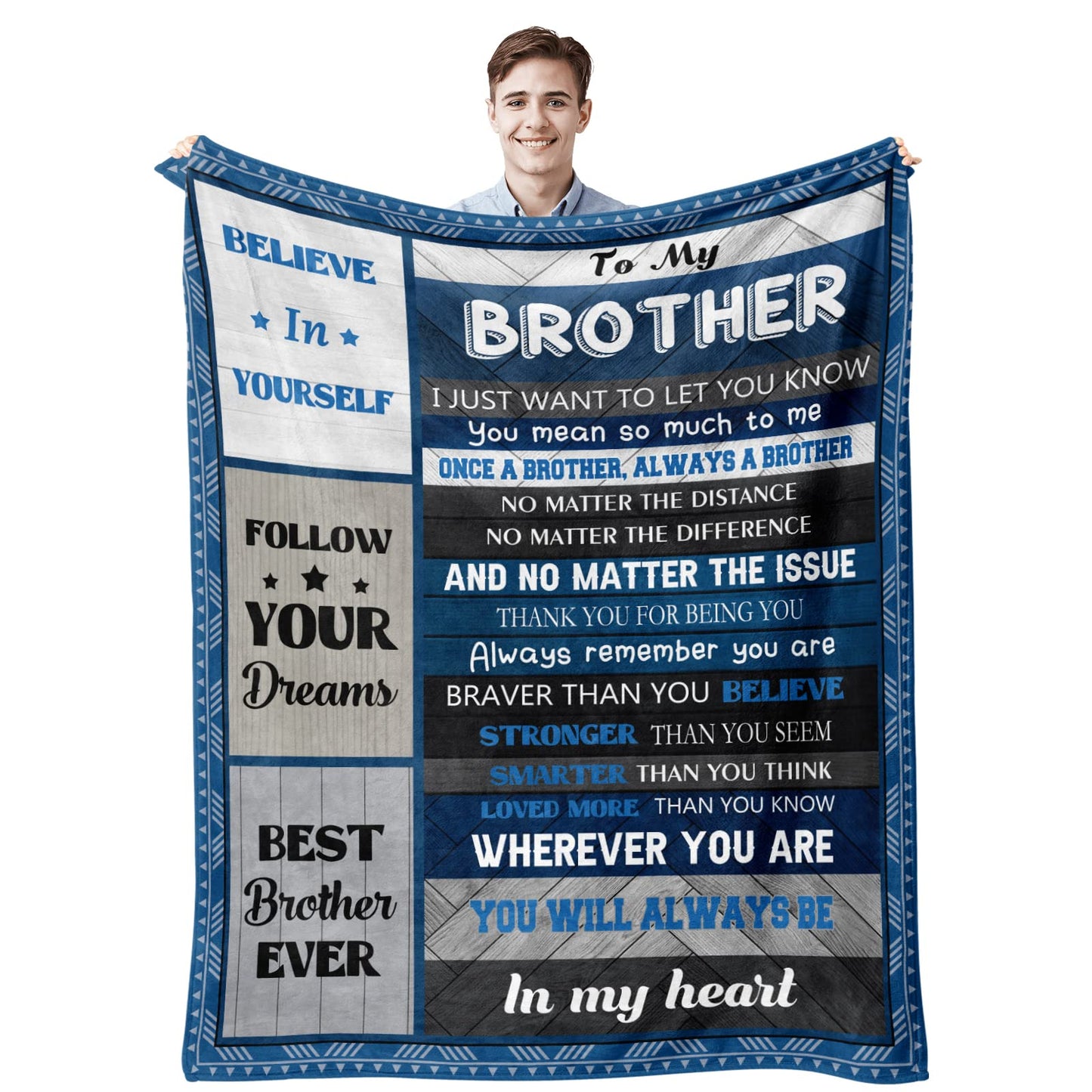 Quilazy Gifts for Brother, Best Brothers Birthday Gifts from Sister, Big Brother Gift for Boy, Cool Christmas Fathers/Valentines Day Graduation Birthday Gift for Adult Brothers Men Blanket 60"X 50"