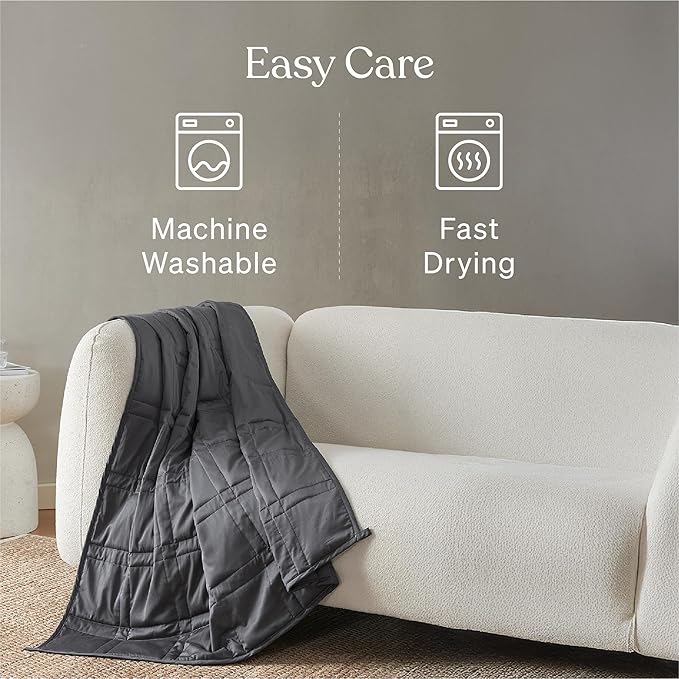Baloo Weighted Blanket for Adults 12 lb Throw (Midnight, 42"x72") | Cool & 100% Cotton | Machine Washable & Dryer Safe | Glass Microbead Fill