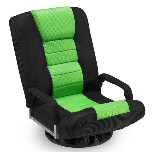 Swivel Gaming Chair Multipurpose Floor Gaming Chair for Gaming, TV, Reading w/6 Adjustable Postion Backrest, Armrest Lumbar Support & for Adults, Green