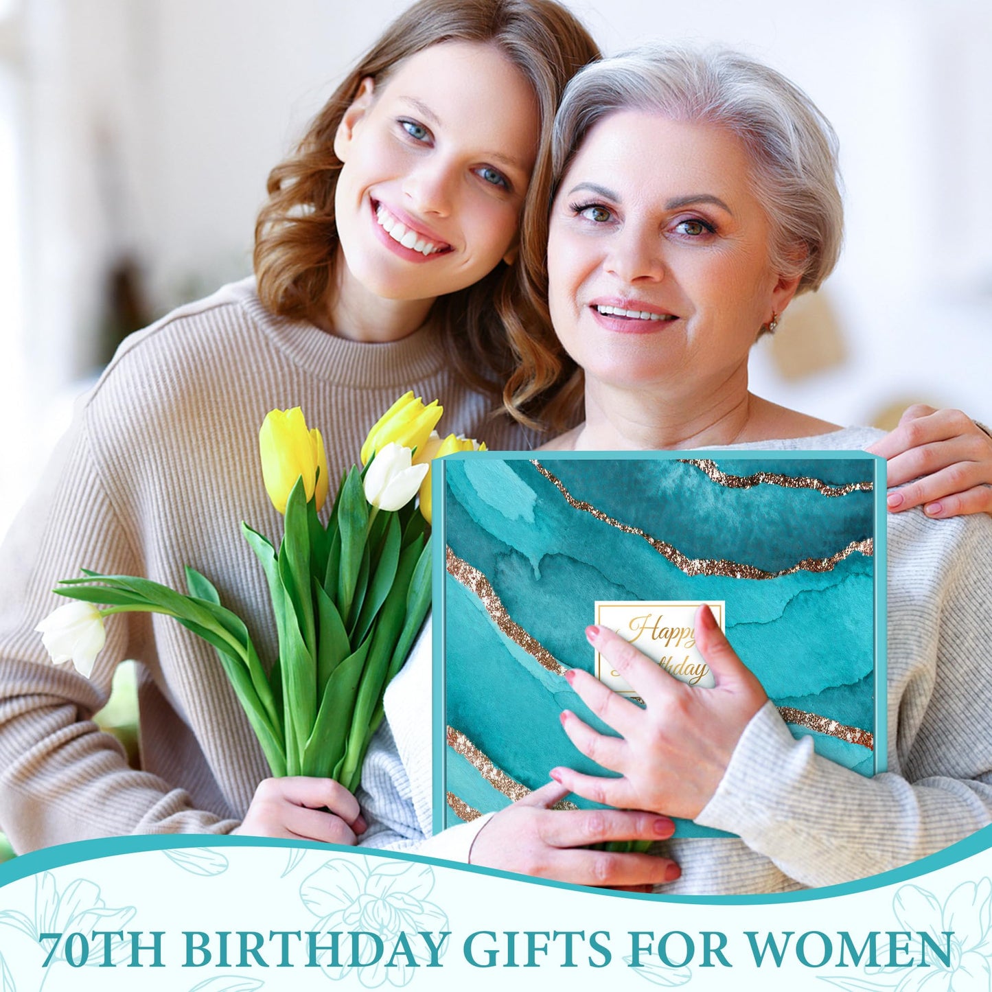 70th Birthday Gifts for Women 70 Year Old Birthday Gifts for Women Cool 1955 Gift for 70 Year Old Woman Happy 70th Bday Decoration Gift Ideas for Woman Female Mom with Tumbler Tote Bag Funny Socks