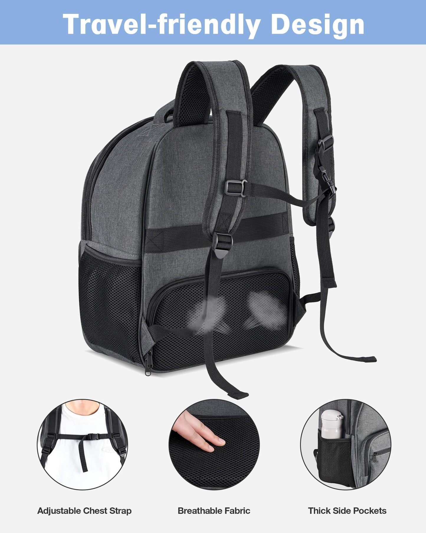 Hautton CPAP Backpack, Travel Carrying Bag Compatible with ResMed AirSense 9/10/11, Philips System One Large Capacity Portable Carry On Case for CPAP Machine Accessories