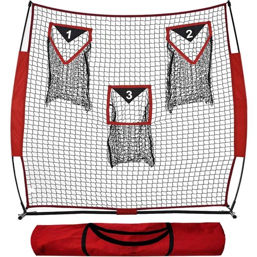 Sharellon Football Throwing Net - Heavy-Duty Portable Nylon Net with 3 Target Pockets - 6x6FT Football Goal Practice - Kids Quarterback Training Field & Home Backyard