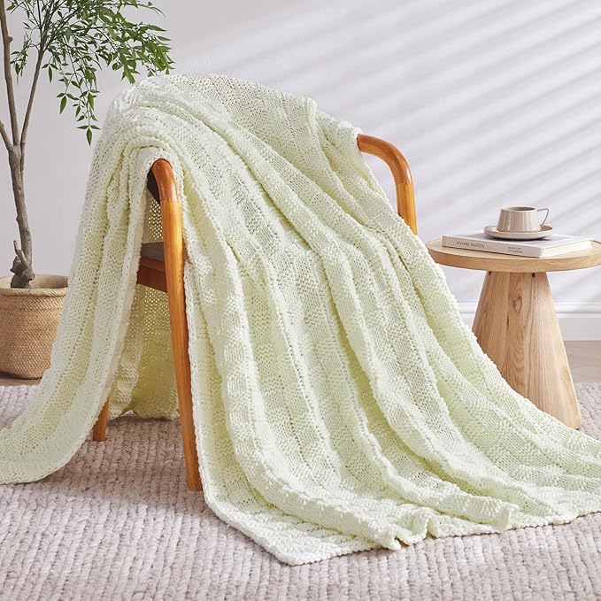 Knitted Weighted Blanket for Adult, No Beads Heavy Blanket 48” x 72'' 12lbs, Breathable Chunky Knit Blanket, Cooling Weighted Blanket for Hot Sleepers, Christmas Home Decor (Cream White)