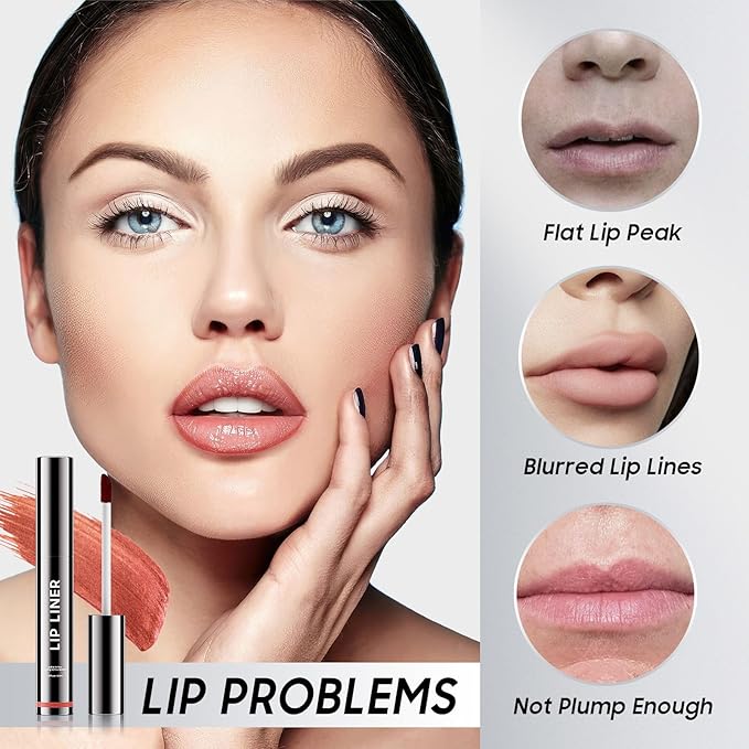 Lip Liner, Lip Gloss Gift for Women Matte Finish Vegan & Cruelty-Free, Highly-Pigmented for Create A Natural Lip Color (Black)