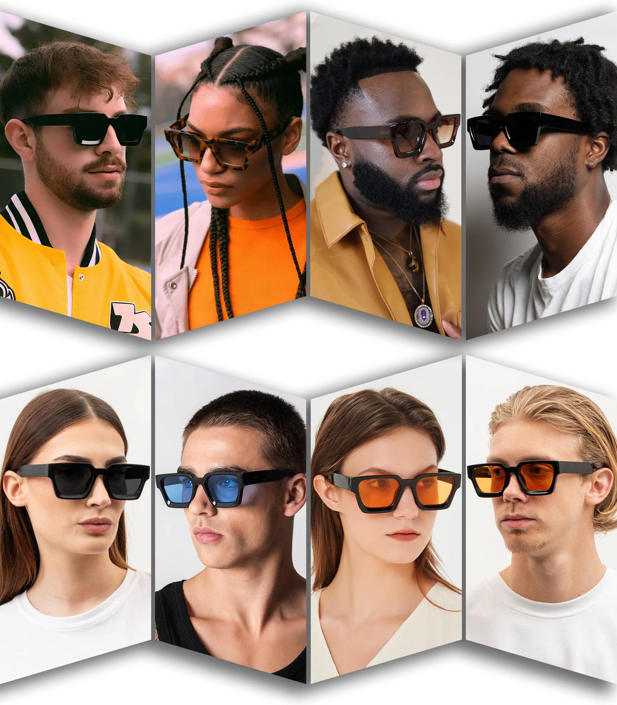 AIEYEZO Square Sunglasses for Women Men Square Thick Frame Sun Glasses Simple Designer Style Shades (Black/Grey + Black Leopard/Grey Gradient)