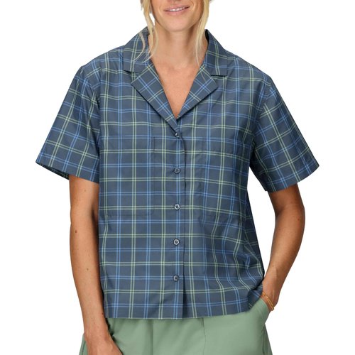 MARMOT Women's AirExchange UPF 40 Short Sleeve Camp Shirt - Lightweight Breathable Quick-Dry, Thunderhead Windowpane, Small
