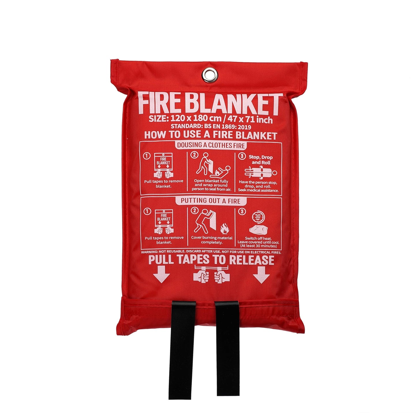 WUERLI Fire Blanket,47" x 71",Fiberglass Fire Blanket for Camping and Fire Fighting Shelters