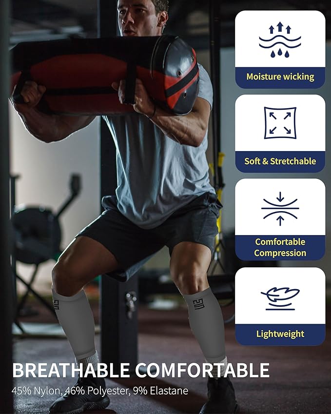 Modetro Sports Calf Compression Sleeves - Leg Sleeves for Men and Women - Shin Splint Relief Support Brace Running Flights