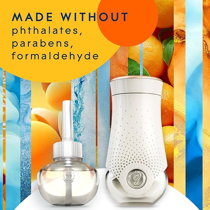 Glade PlugIns Refills Air Freshener,Coastal Sunshine Citrus, Scented and Essential Oils for Home and Bathroom, 0.67 Fl Oz, 5 Count