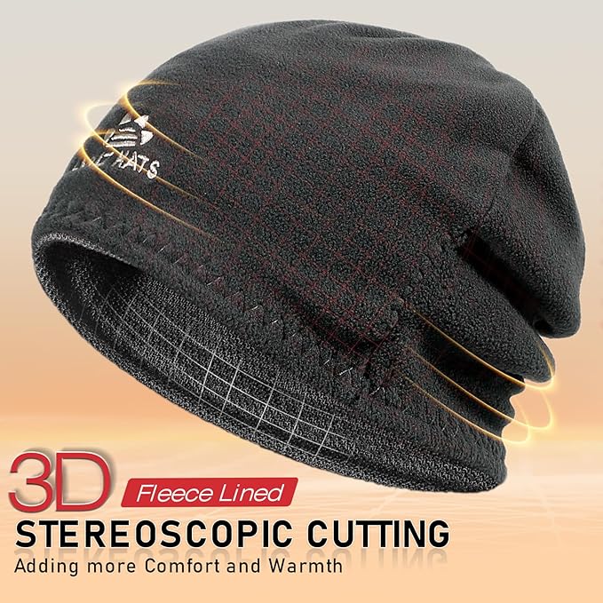 Lvaiz Mens Winter Beanie Hat Warm Fleece Lined Skull Cap for Men Reversible Women Windproof Watch Hat Knit Warm Unisex Beanie