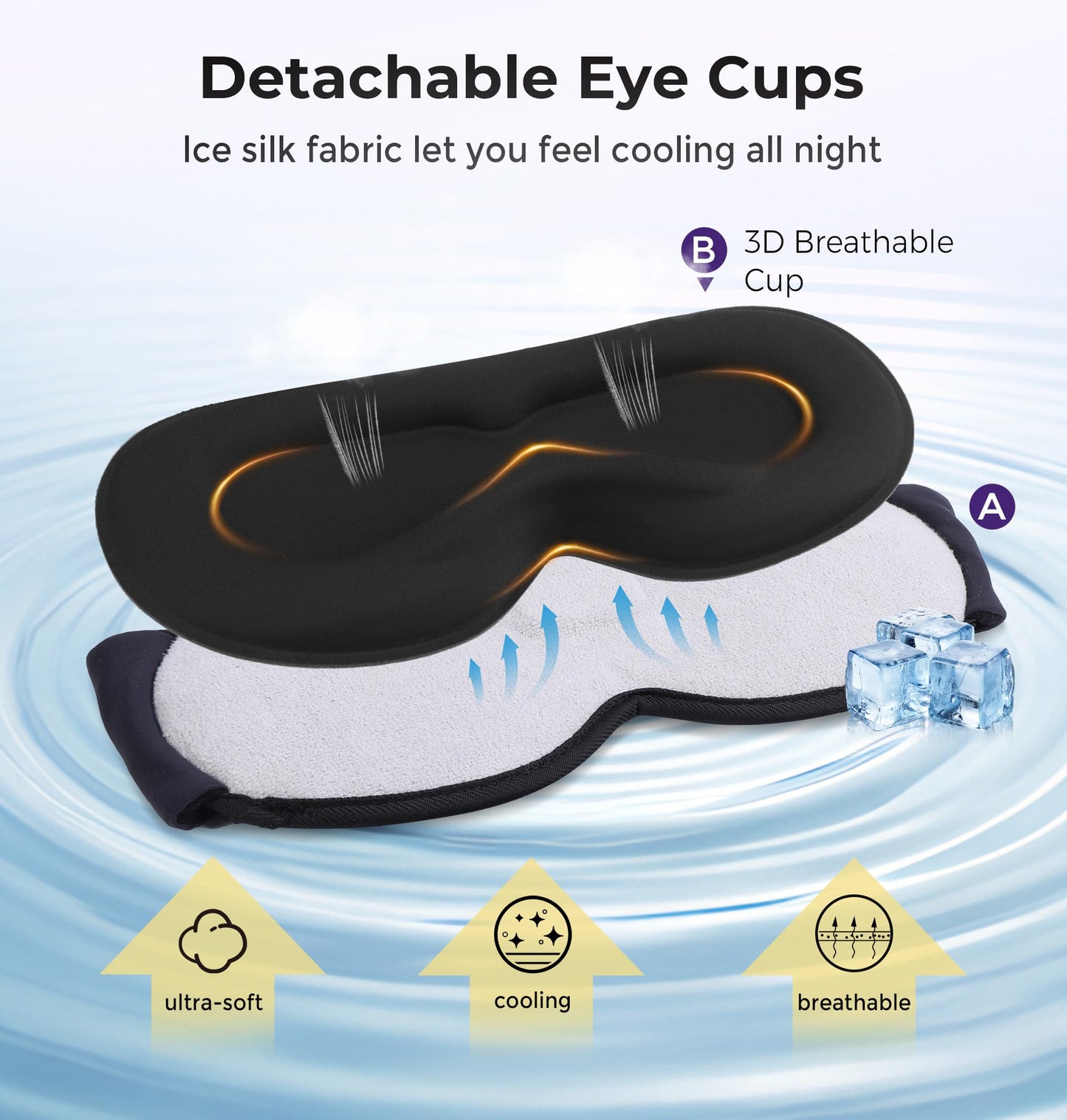 Sleep Mask Headphones with Bluetooth 5.4, LC-dolida Wireless Music Eye Mask for Sleeping Headphones Detachable 3D Eye Cups Cooling Breathable Bluetooth Eye Mask for Side Sleepers